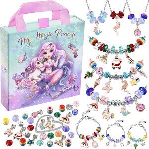 Charm Bracelet Making Kit & Unicorn/Mermaid Girl Toy- ideal Crafts for Ages 8-12